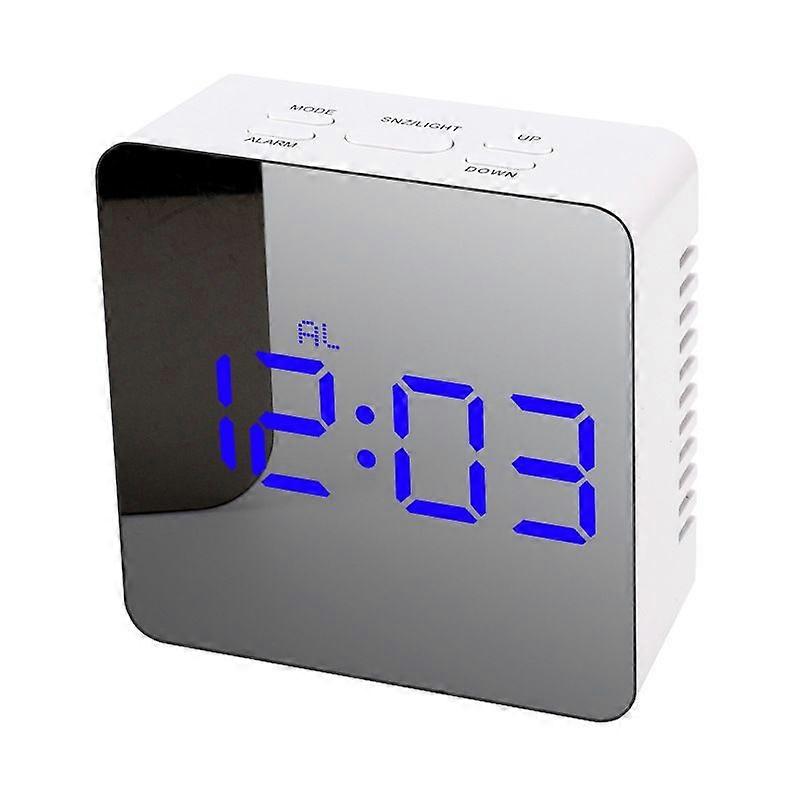 Dewenwils Led Digital Mirror Clock Home Decor Digital Alarm Clock (Blue)