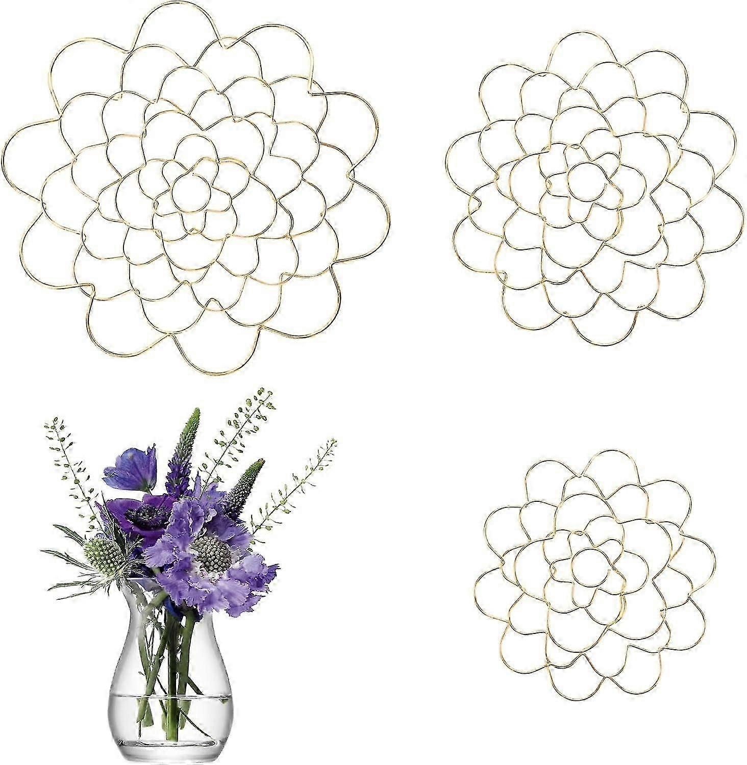 3 Pack Floral Grid Flower Frog, Stainless Steel Floral Grid for Vase, Wire Flower Arranger, Reuseable & Bendable Flower Arranging Tool