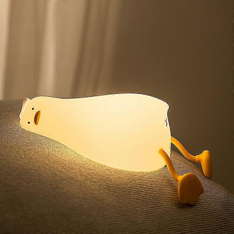 Neoglint Lying Flat Duck Night Light LED Silicone Cute Duck Bedside Lamp Dimmable Nightlight Recharg
