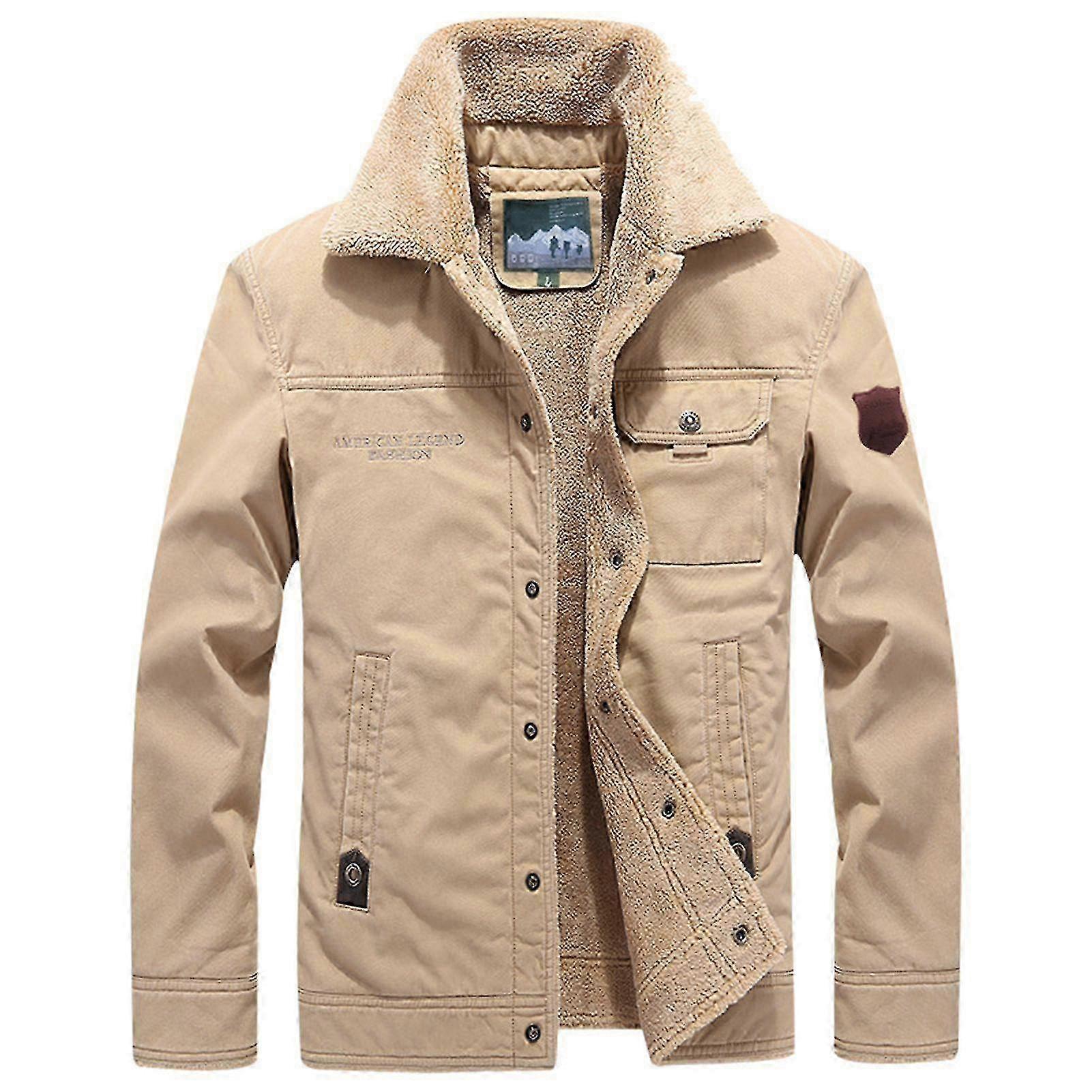 Men's Winter & Spring Warm Jacket with Plush Lining & Flip-type Multipockets