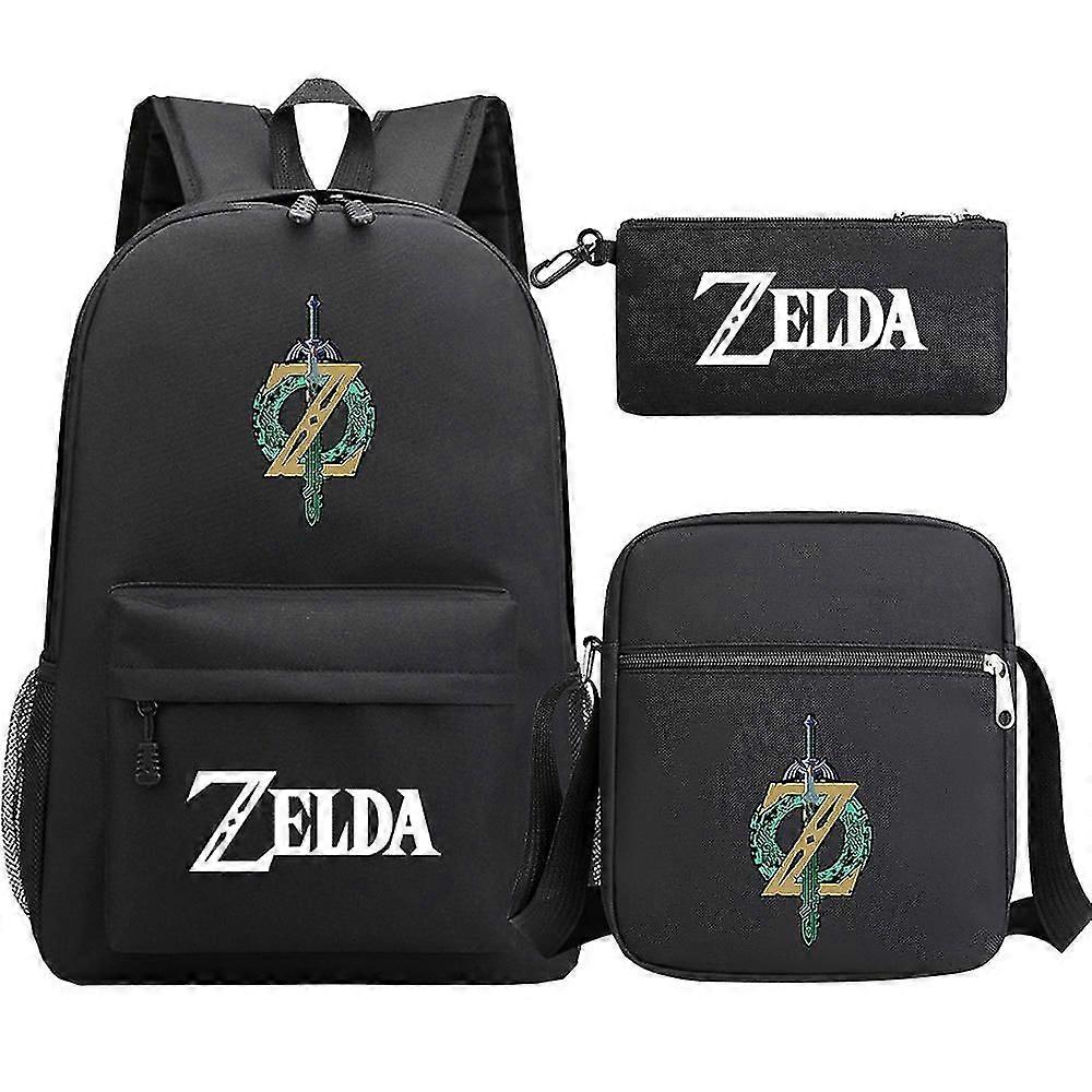 "Kingdom Of Zelda Tears" Τυπωμένη σχολική τσάντα τριών τεμαχίων: Σακίδιο εφήβων μαθητών + Unisex κοστούμι ώμου για άνδρες και γυναίκες