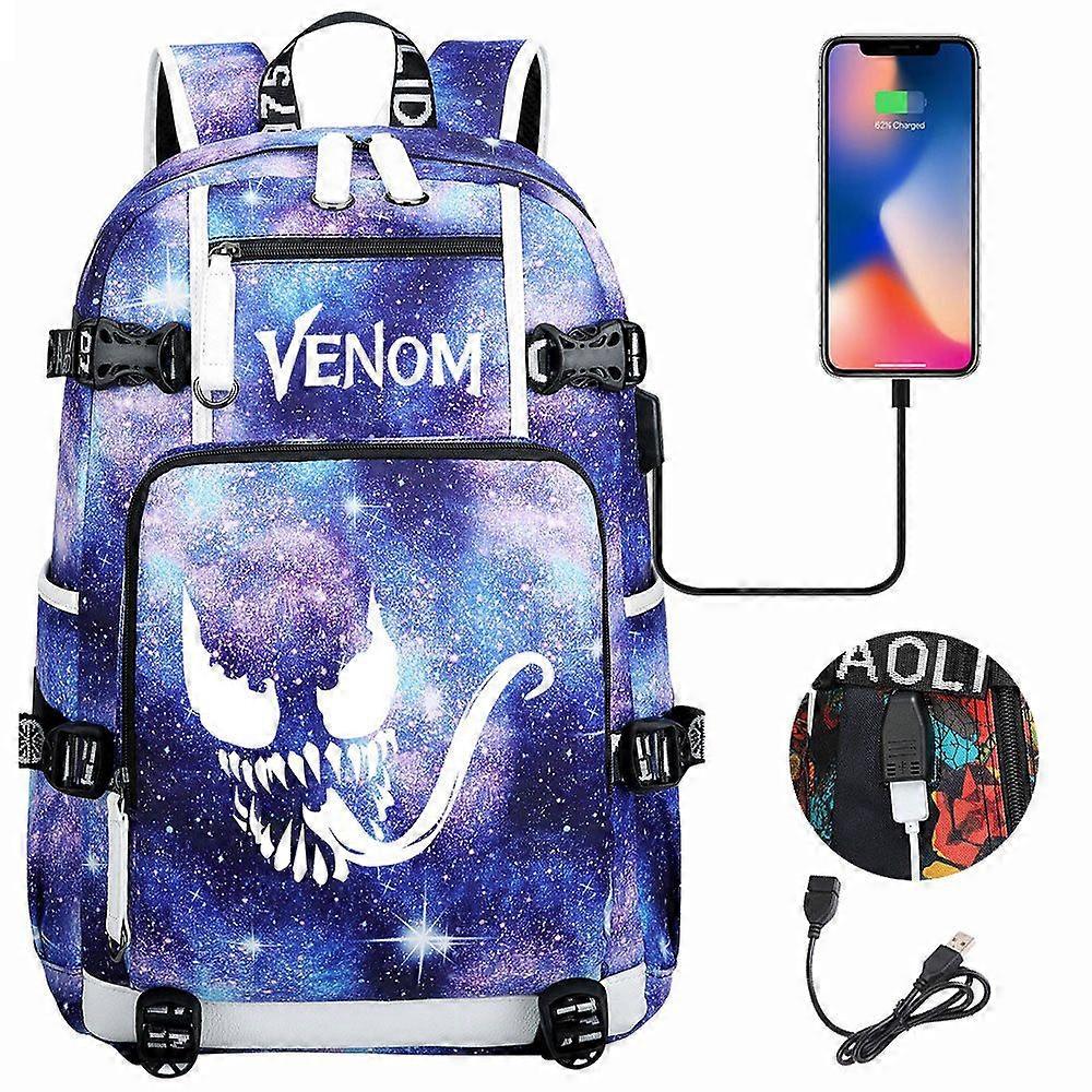 Σακίδιο φορητού υπολογιστή Venom 3d εκτύπωσης USB - τσάντα σπουδαστών νέων για άνδρες και γυναίκες - τσάντα ταξιδιού μεγάλης χωρητικότητας - καλύτερο σακίδιο για το σχολείο