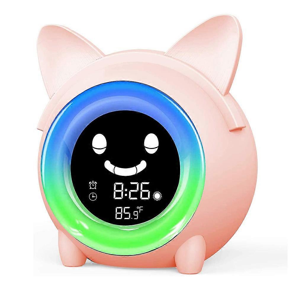 Kids bedroom alarm clock, wake-up clock with 5-color night light