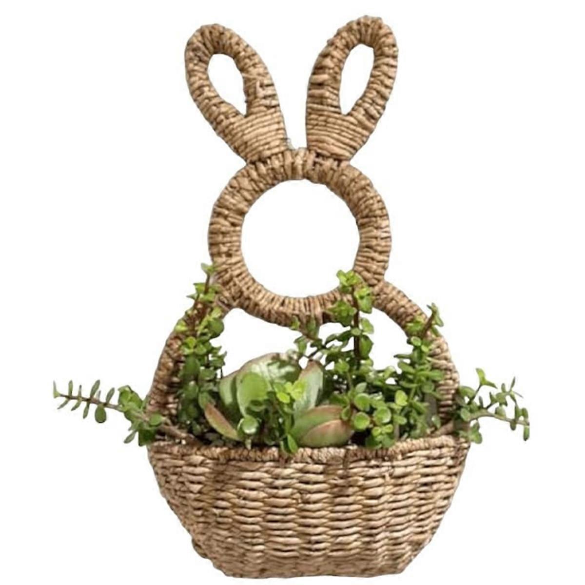 Bunny Basket Hanging Wall Pocket Spring Decor, for Decorations