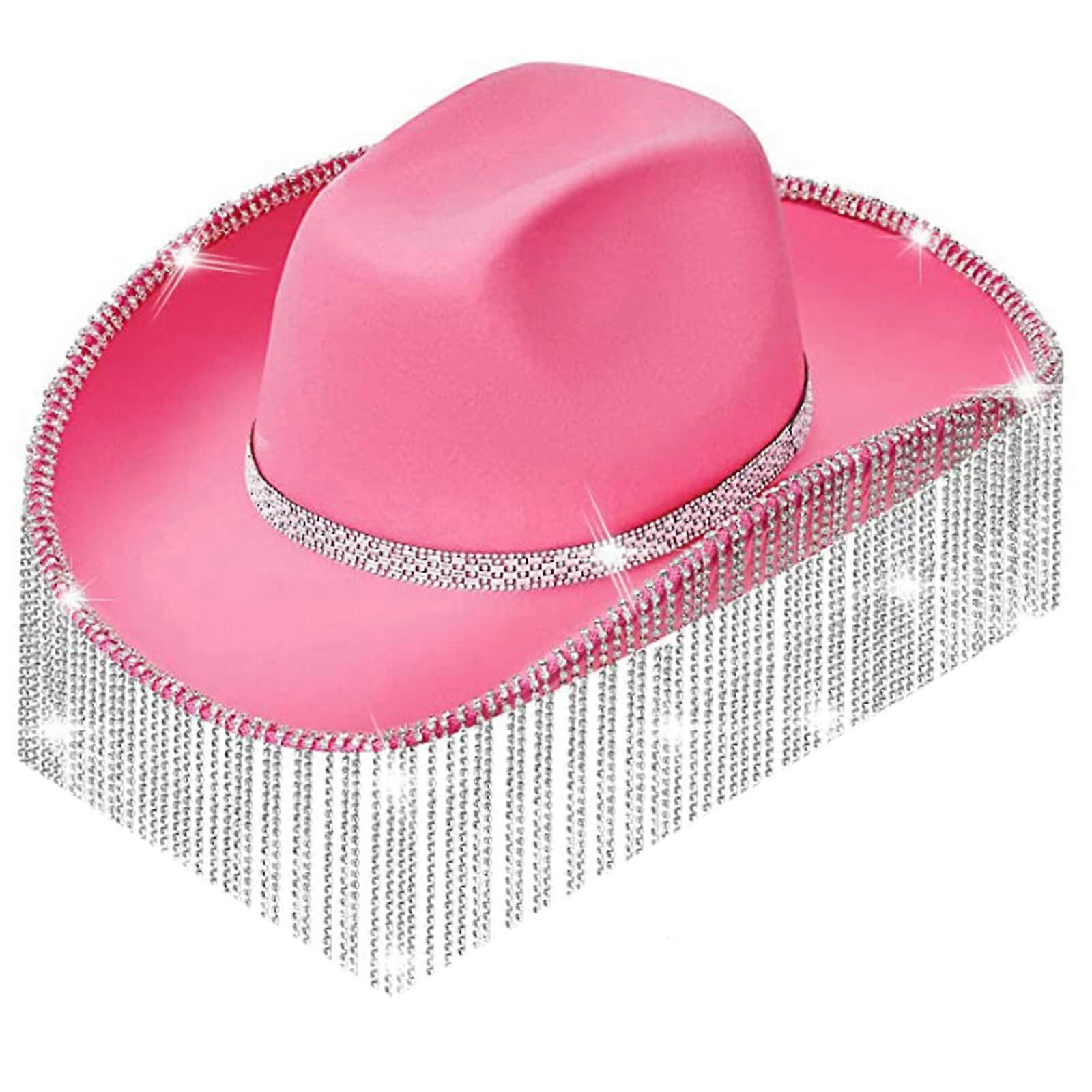 Womens Rhinestones Cowgirl Cowboy Hat Wide Brim Diamond 