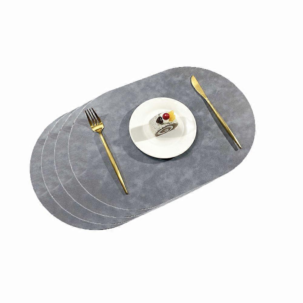 4pcs Double-sided Cowhide Leather Placemats - Starry Gray with Dark Gray