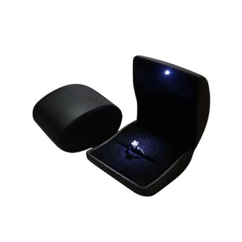Luxury Black LED Lighted Unique Shape Design Ring Gift Box for Engagement Proposal Jewelry Gift
