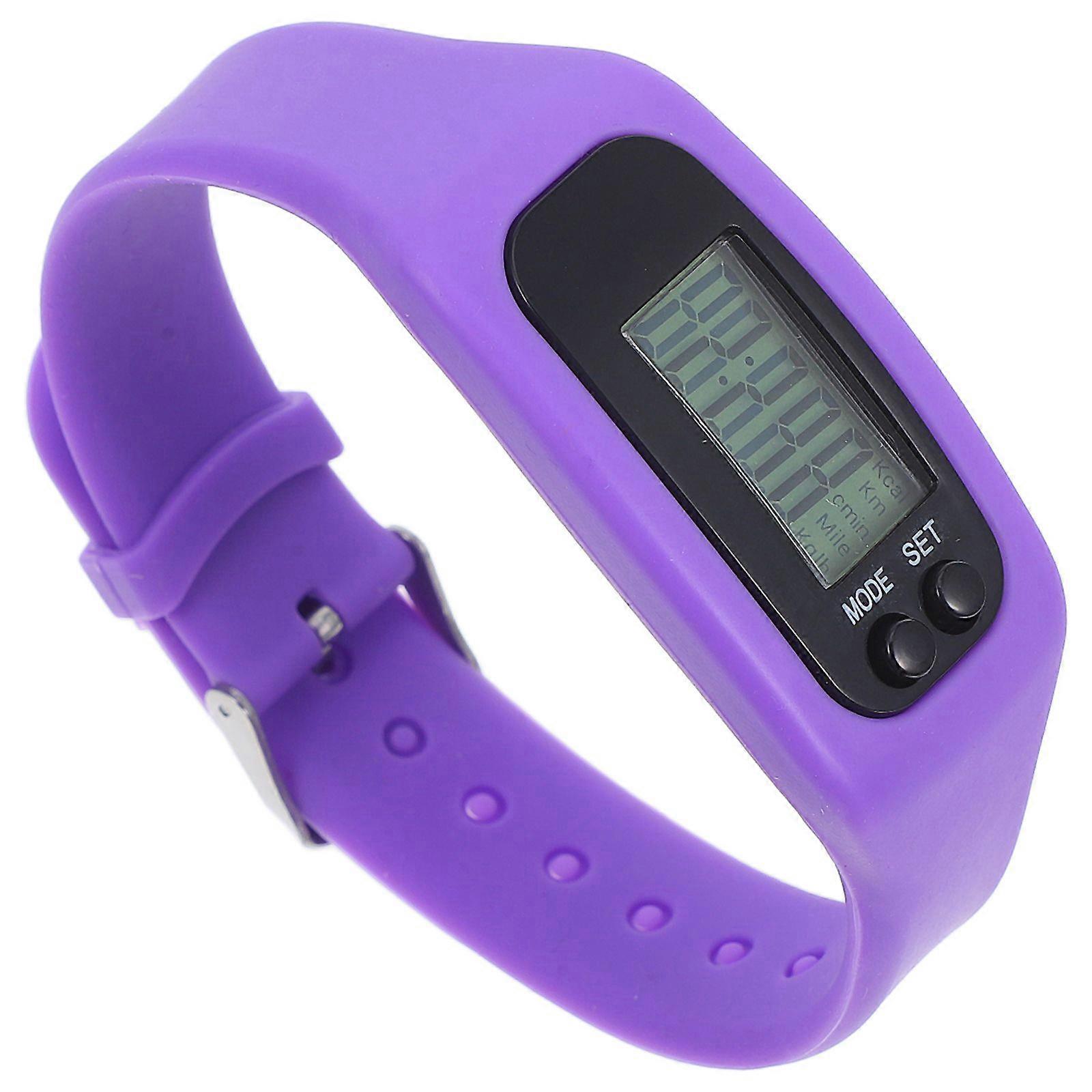 LED Multi Function Pedometer Leisure Sports Watch Calorie Monitoring Electronic Watch Purple
