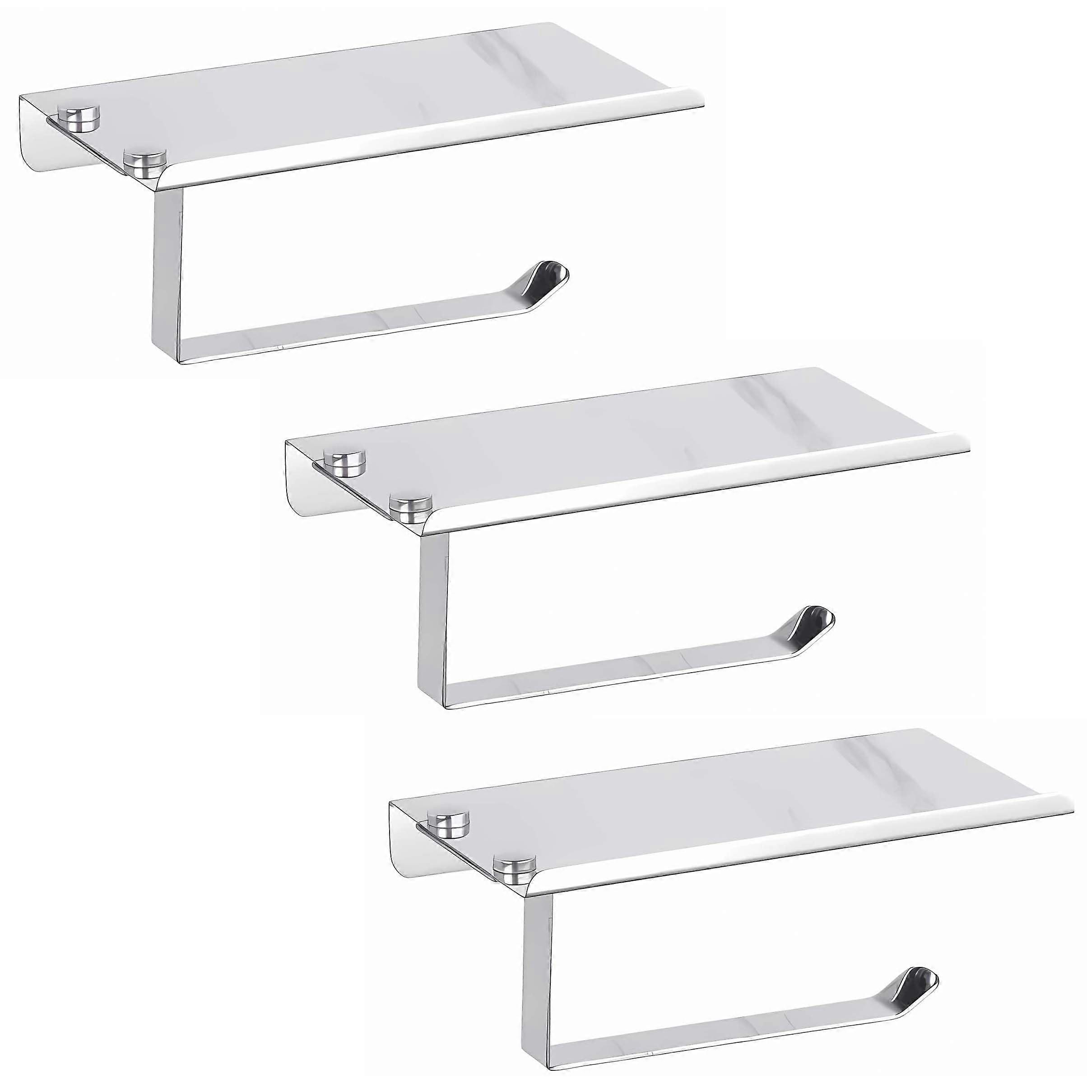 Stainless Steel Toilet Paper Holder with Storage Shelf for Wall Use, 7x3.5 Inch