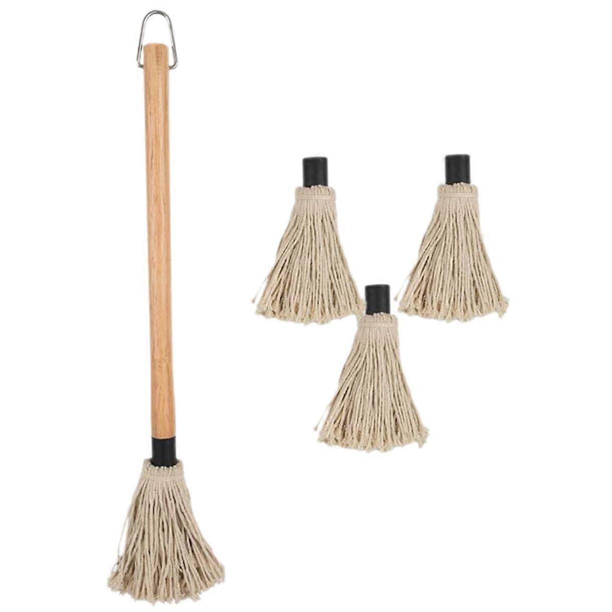 Bbq Sauce Basting Mop Brush with Non-Slip Wooden Handle for Efficient Grilling - Sturdy Oil Brush Tool