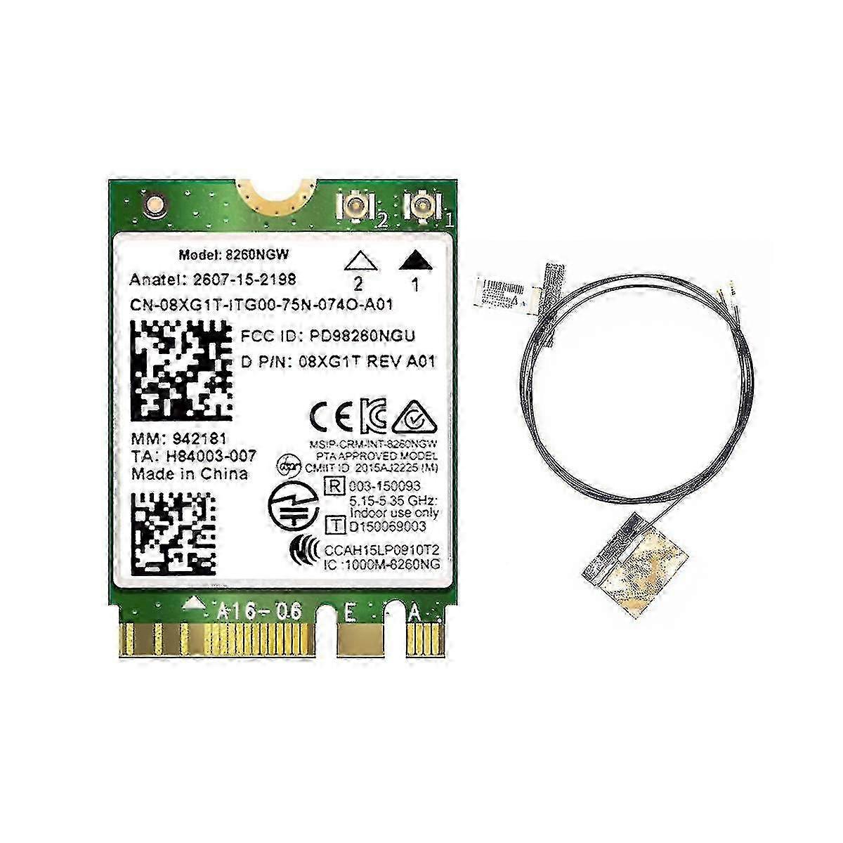 NGFF M.2 WiFi Card Module with 2.4G/5Ghz 867M Support Bluetooth 4.2 and WiFi Card+2XAntenna for 8260NGW