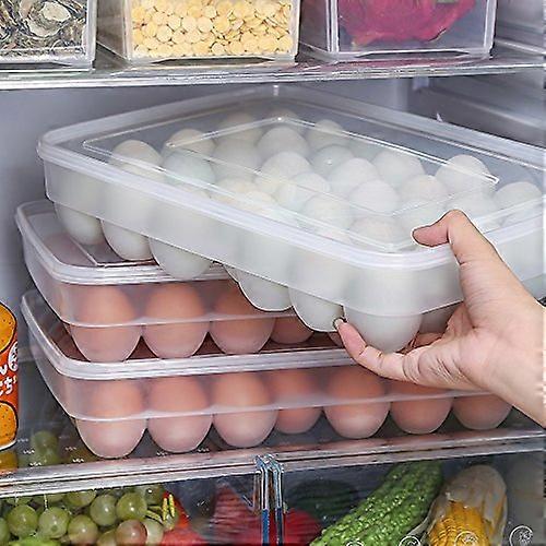 Kitchen Egg Storage Box with Lid, 34 Compartment Single Layer Refrigerator Crisper, Egg Storage Box