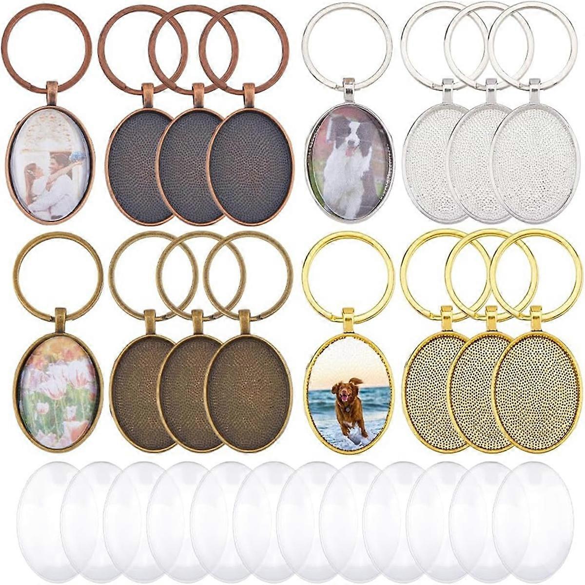 Oval Keychain Pendant Tray Alloy Cabochon Keychain Blanks