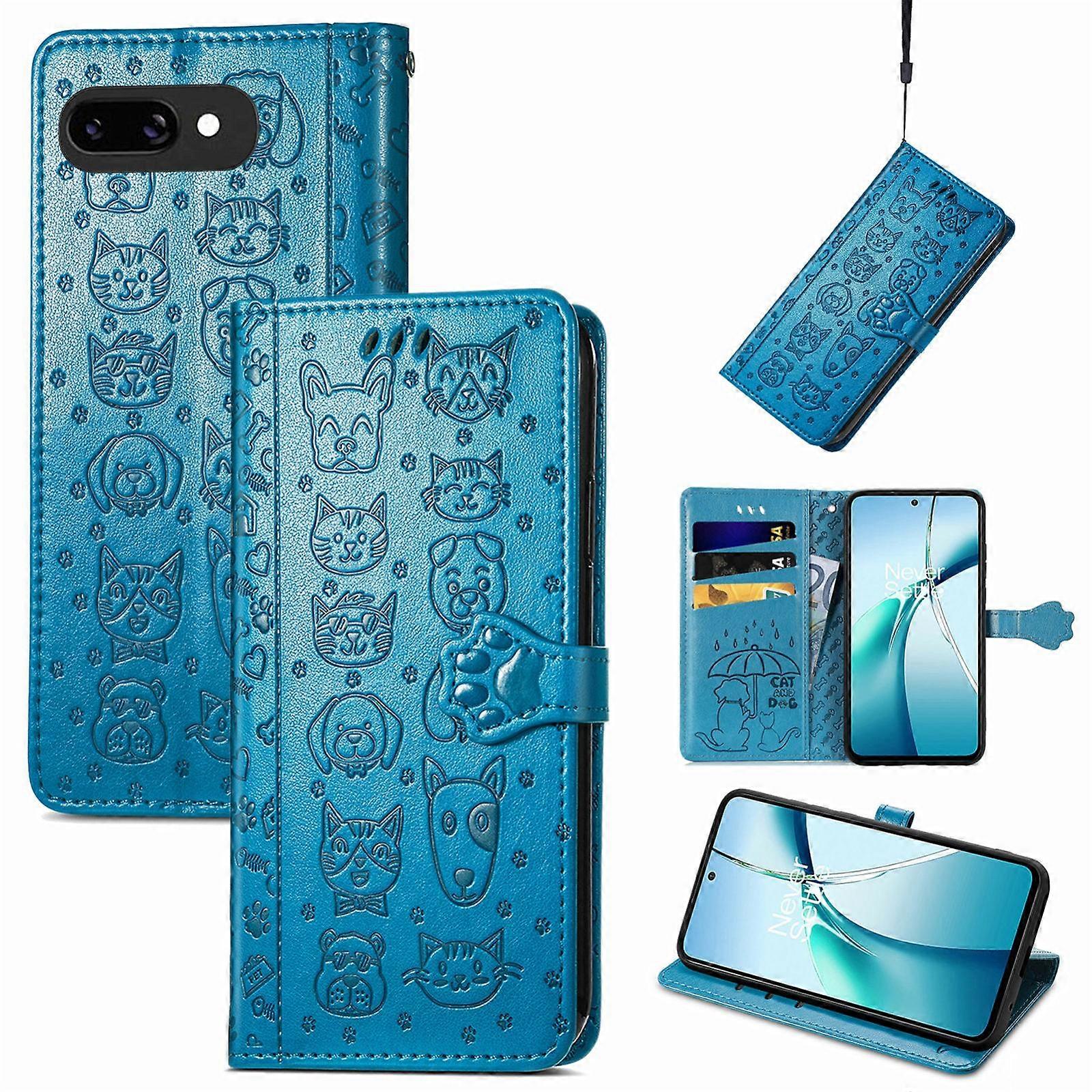 Cat and Dog Embossed Leather Phone Case