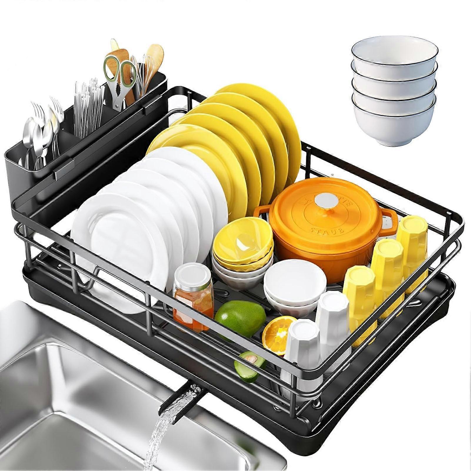 Kitchen Counter Dish Racks Set Spacious Design Large Capacity Plates Rack Suitable for Storing Tableware