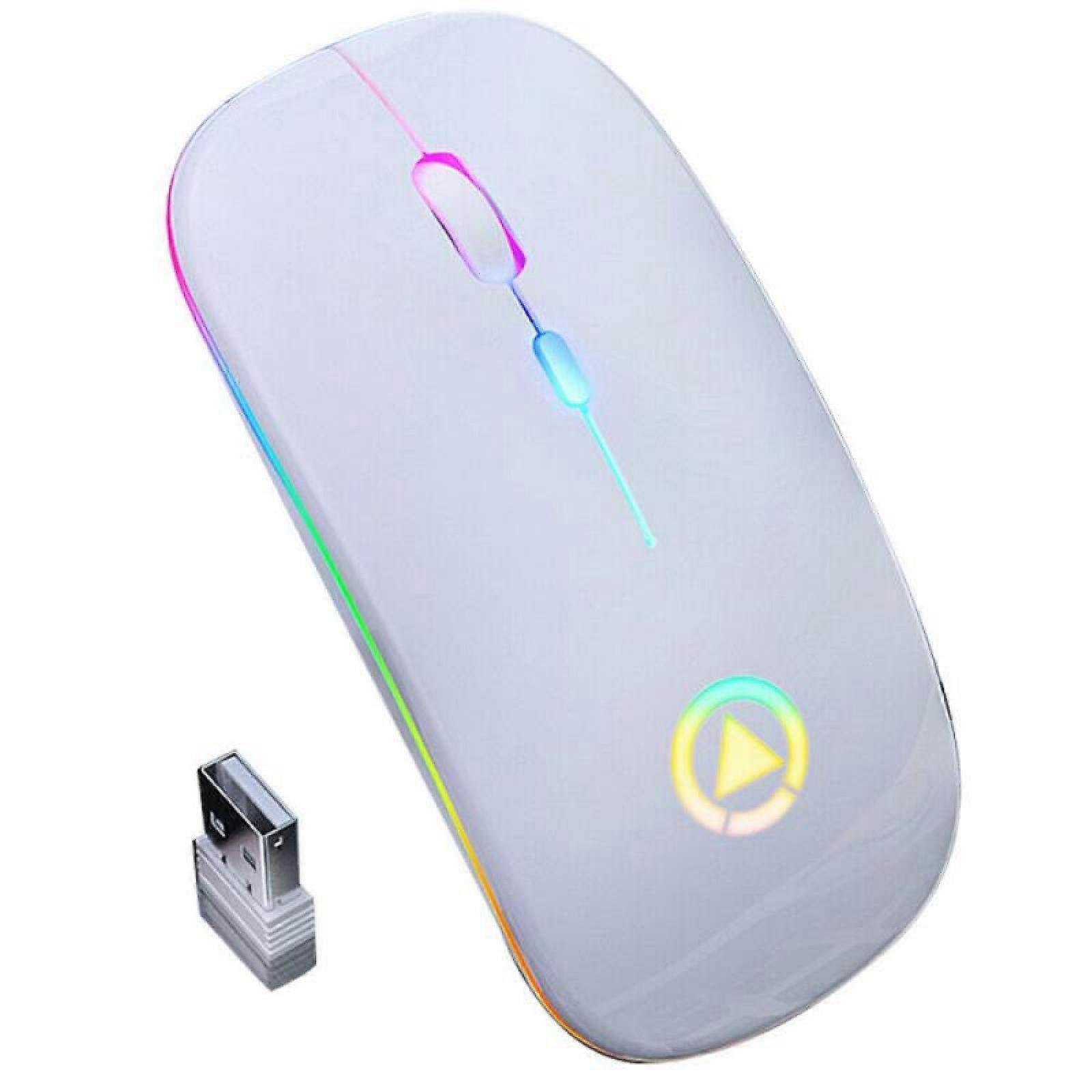 2.4GHz Wireless Optical Mouse USB Rechargeable 1600DPI RGB Gaming Mouse for PC Laptop Low Noise Ergonomic Design