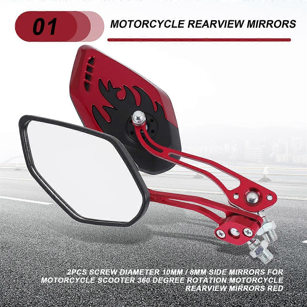 2PCS Screw Diameter 10mm / 8mm Side Mirrors for Motorcycle Scooter 360 Degree Rotation Motorcycle Re