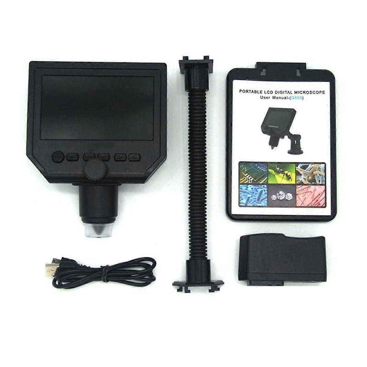 Digital Microscope 600X, 4.3-Inch Magnifier Stand, Electronic Video Instrument, Laboratory Microscope Accessories