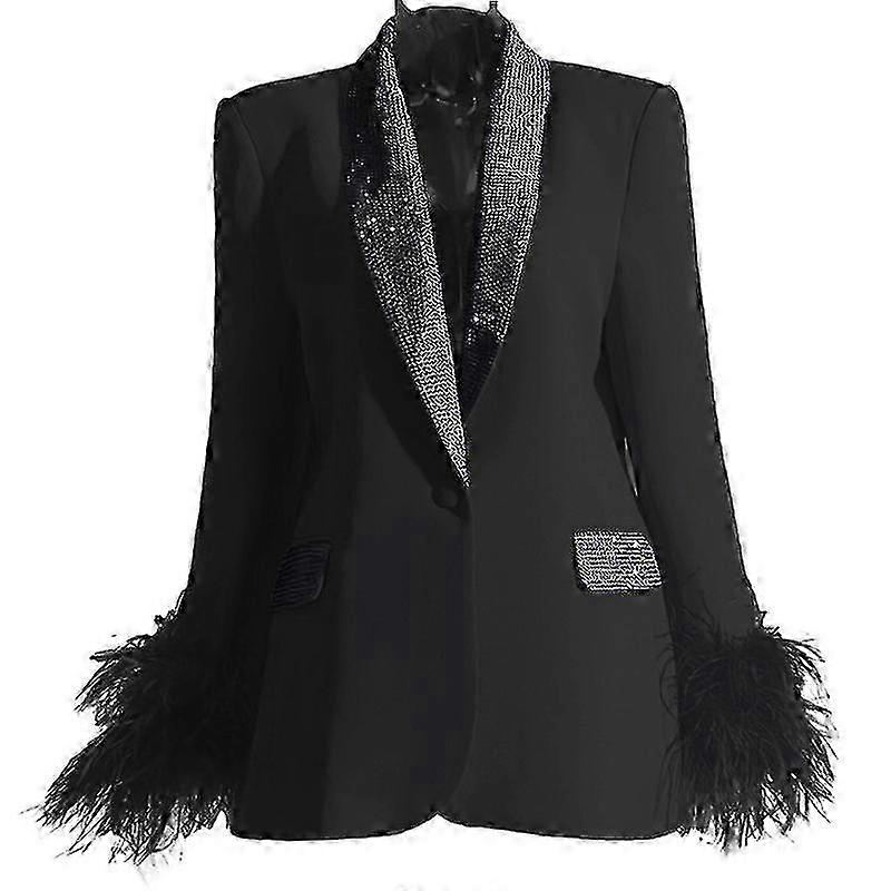 Women's Long Sleeve Open Front Blazer Coats Work Office Jacket Pink