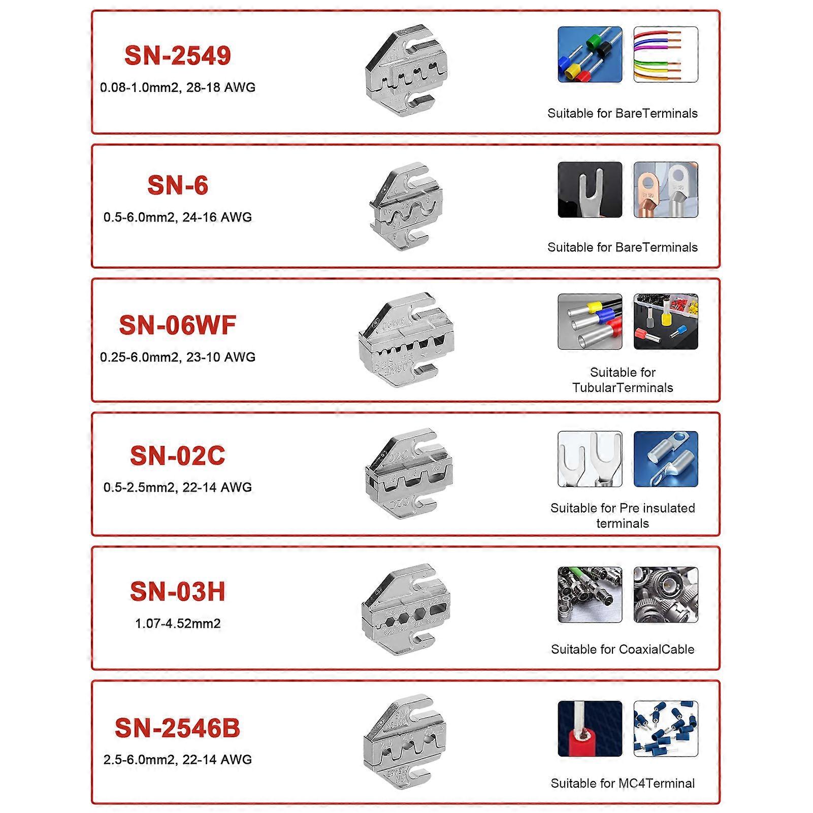 Crimping Set Pressed Electrician Tools Electrical Plier Electronics Pressing Connector Terminals Hand Clamp Tool