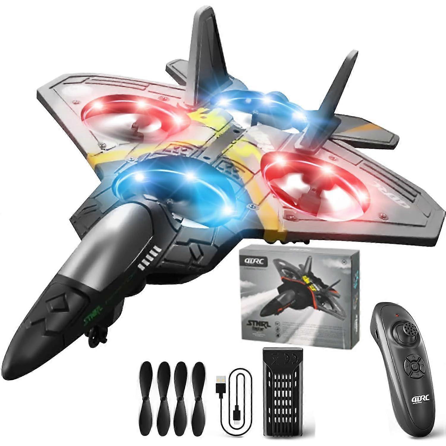 V17 Foam Remote Control Airplane, Suitable for 4-7 Years Old 8-16 Years Old Children Adults, Remote Control Airplane Fighter with Light, 360 Flip Figh