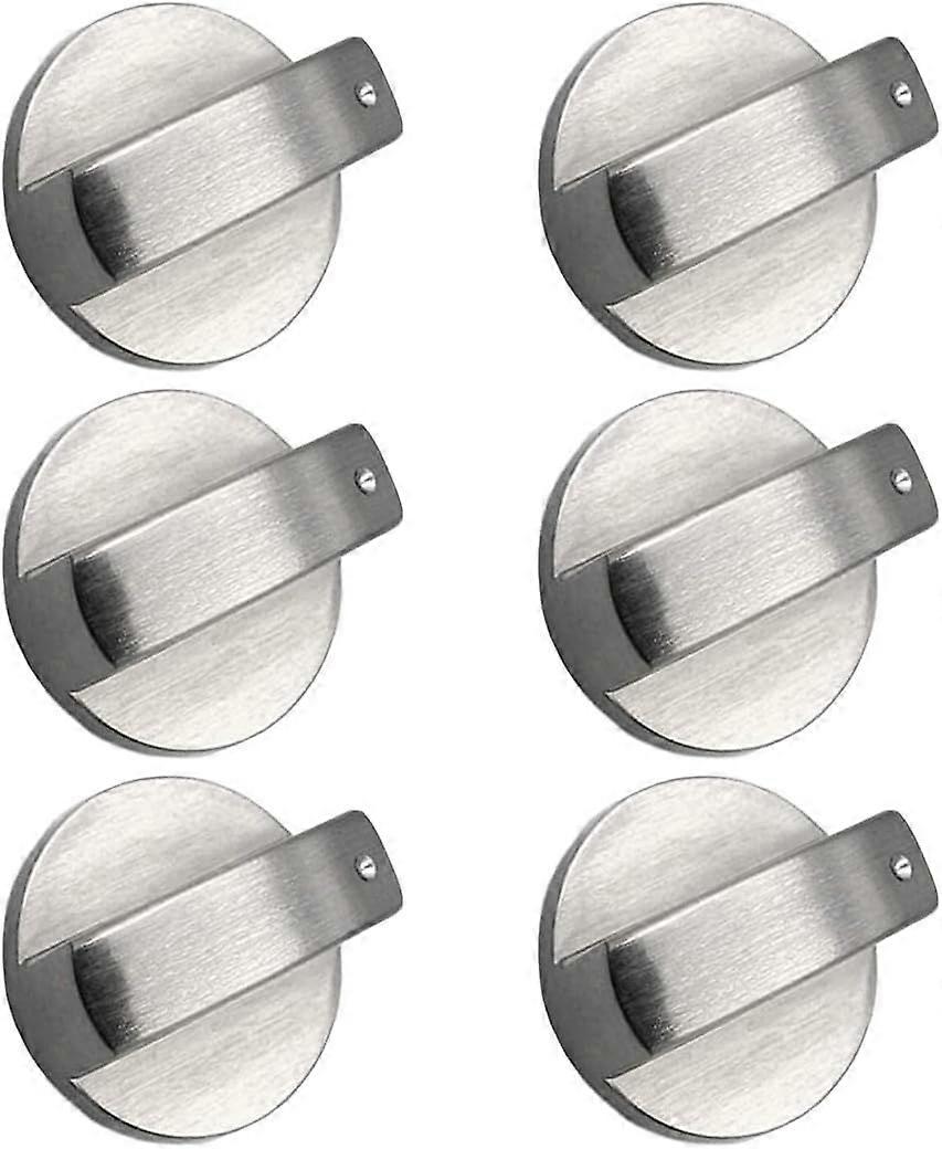 Fixing hole diameter 8 mm Set of 4 silver metal knobs for gas cooker, oven or hob