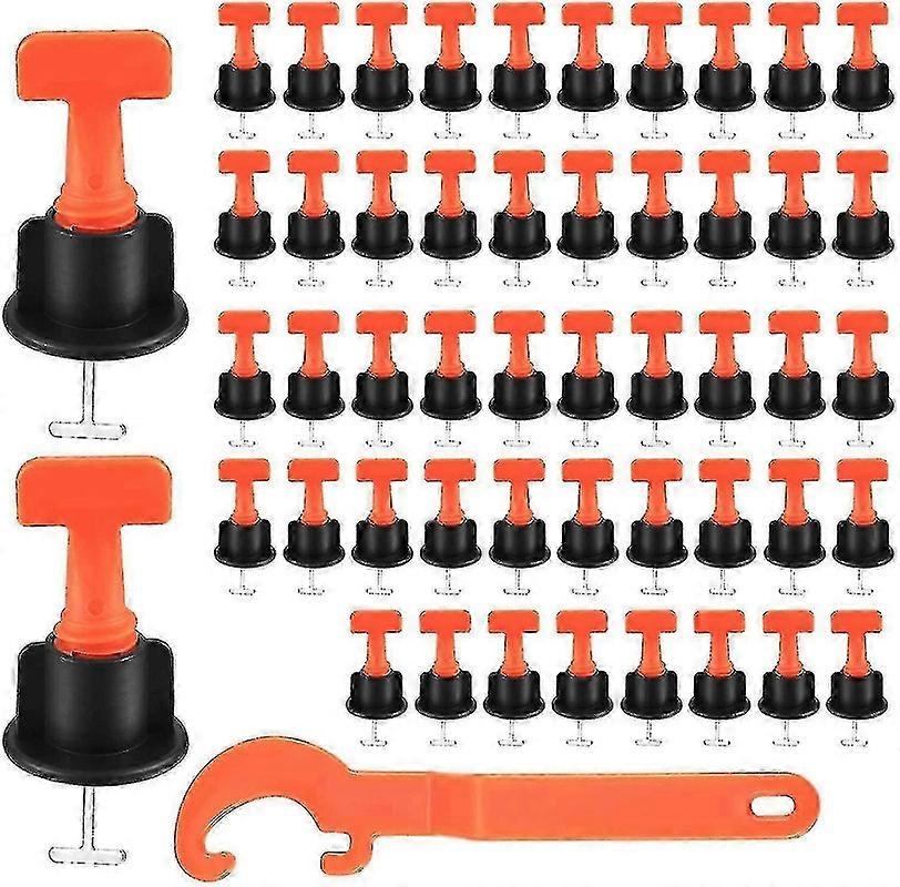 Tile Leveling System, 50 Pieces Tile Leveler, Tile Leveling System Kit For Wall And Floor Construction Tools, With Special Wrench