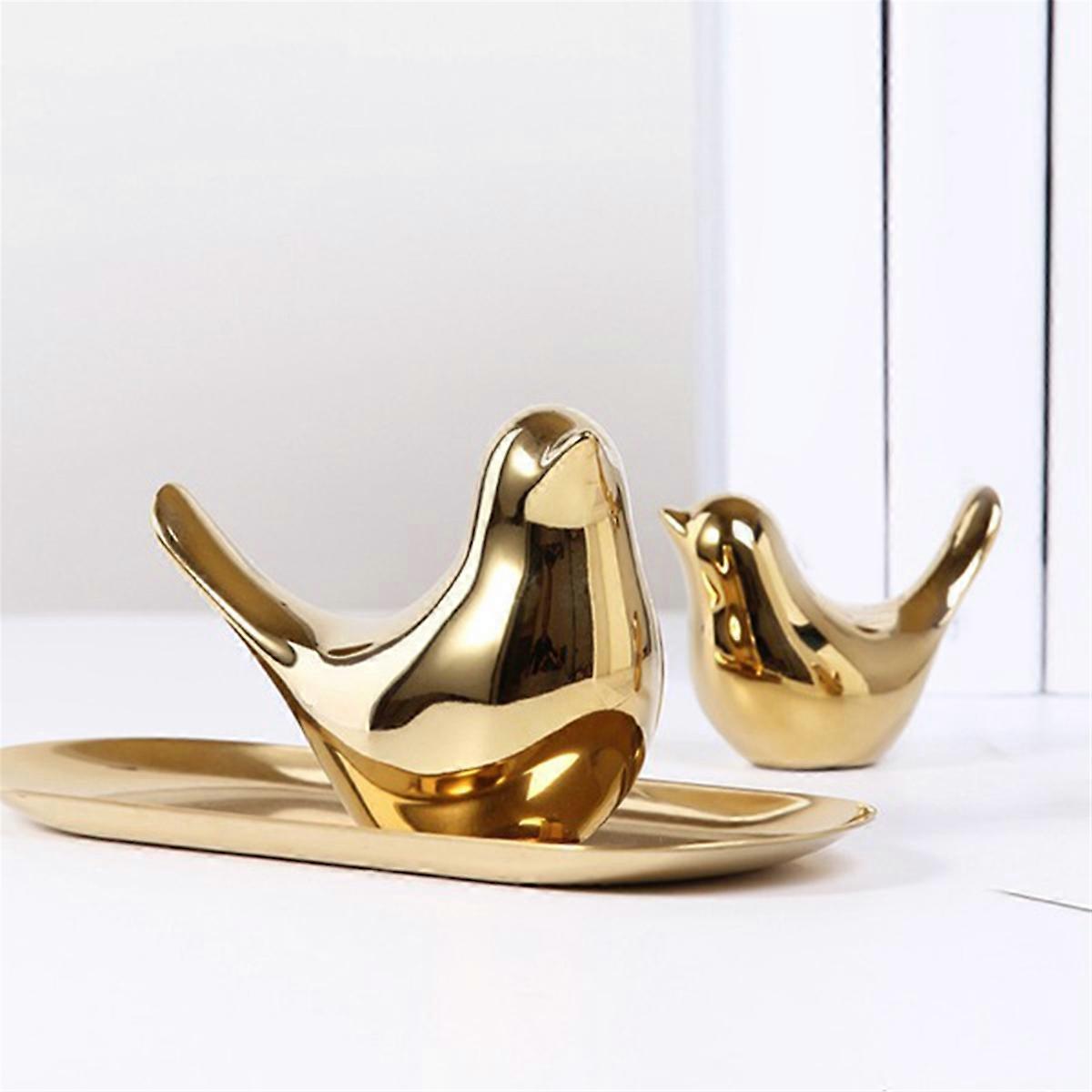 2PCS Figurines Modern Ceramic Bird Statues Animal