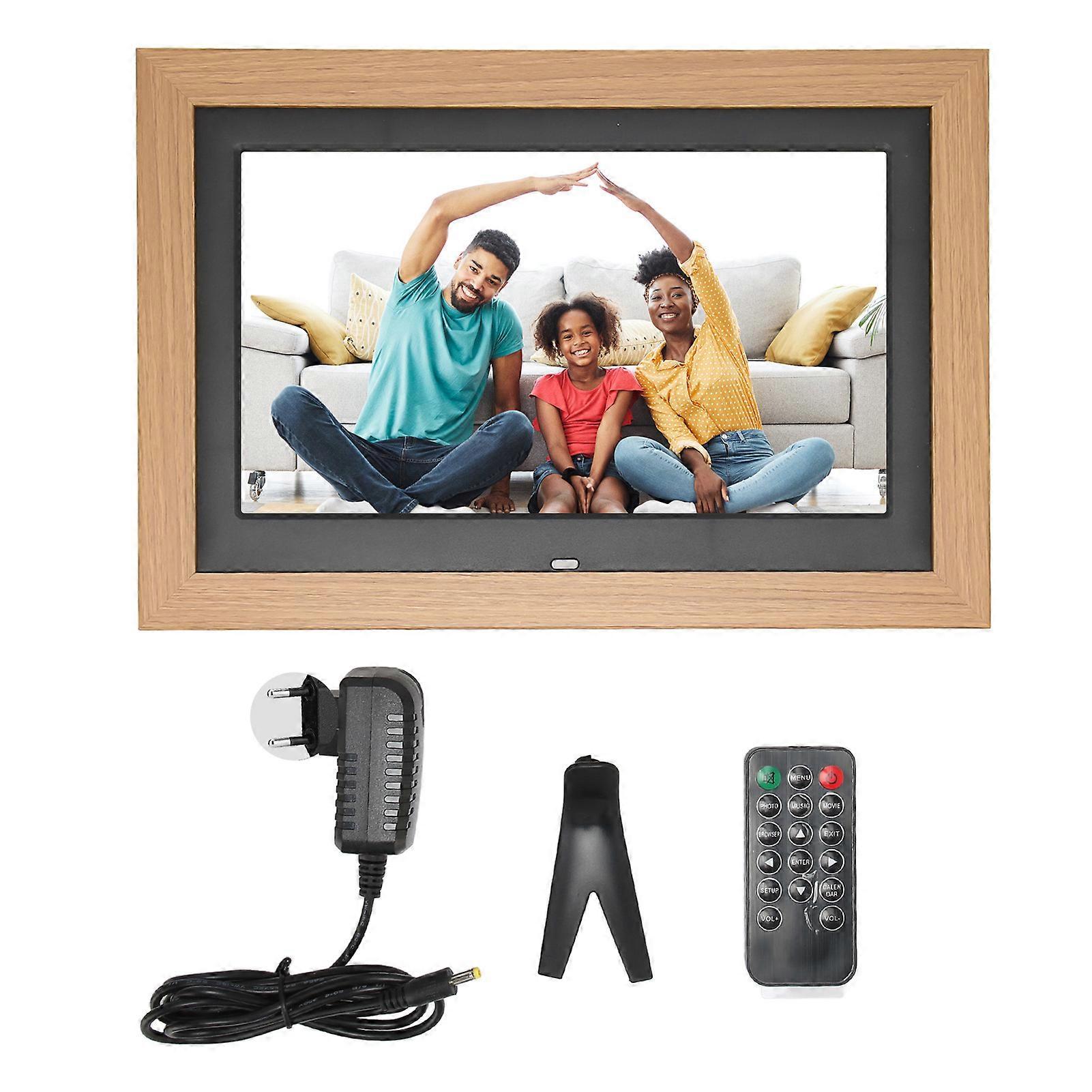 10.1in Digital HD 1024x600 LED Screen Video Photo Frame with Stereo Speaker for Birthday 100‑240V EU Plug