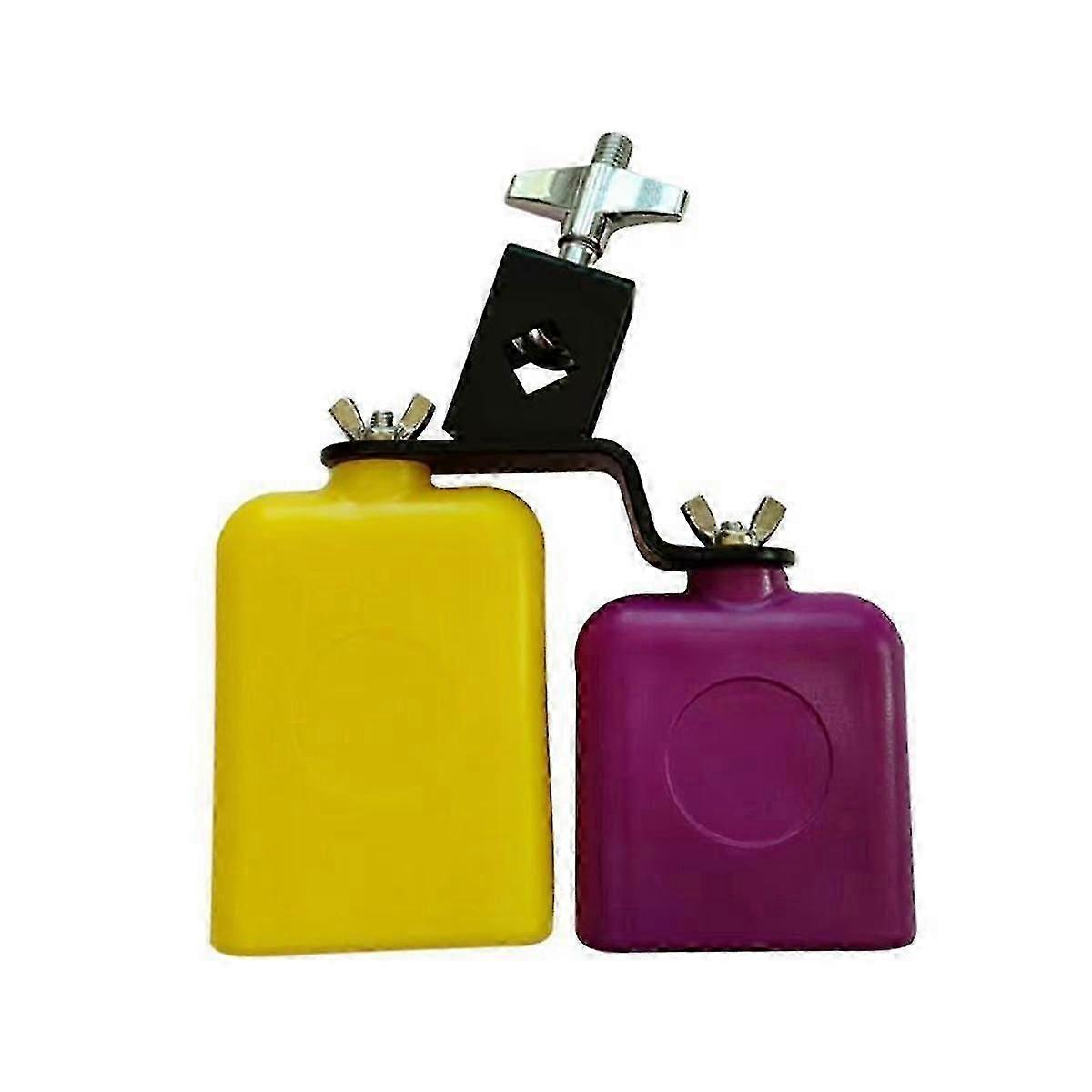 Double Sambago Bell Latin Music Yellow Purple Cowbell High Low Sound Knocker Drum Percussion Instru