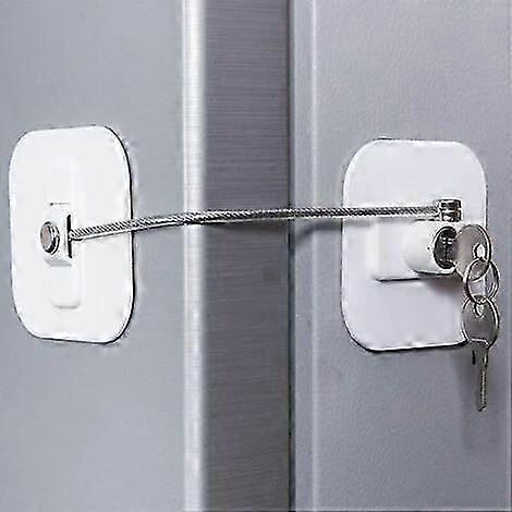 Fridge Lock, Freezer Lock, with Key for Child Safety, Lock for Locking Fridge and Cabinets (1 Set) White