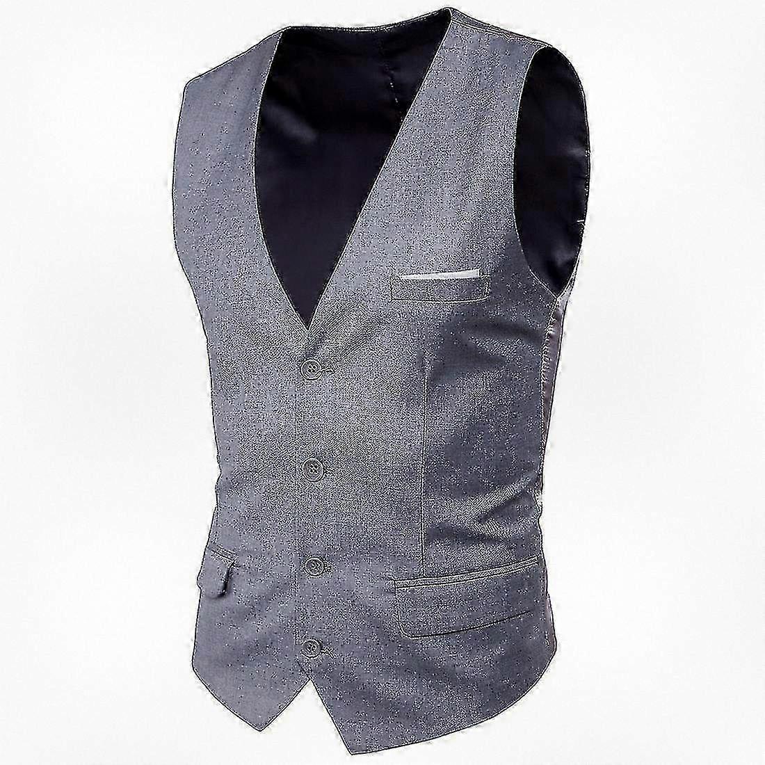 Plus Size Men's Solid Color Suit Vest Single Breasted Business Waistcoat Suitable for Various Occasions and Styles