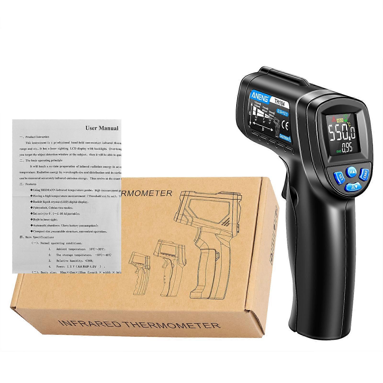 Infrared Thermometer, Digital Laser Sensor Non-Contact Thermometer Temperature-Range -58°F ~1022°F / -50~550℃