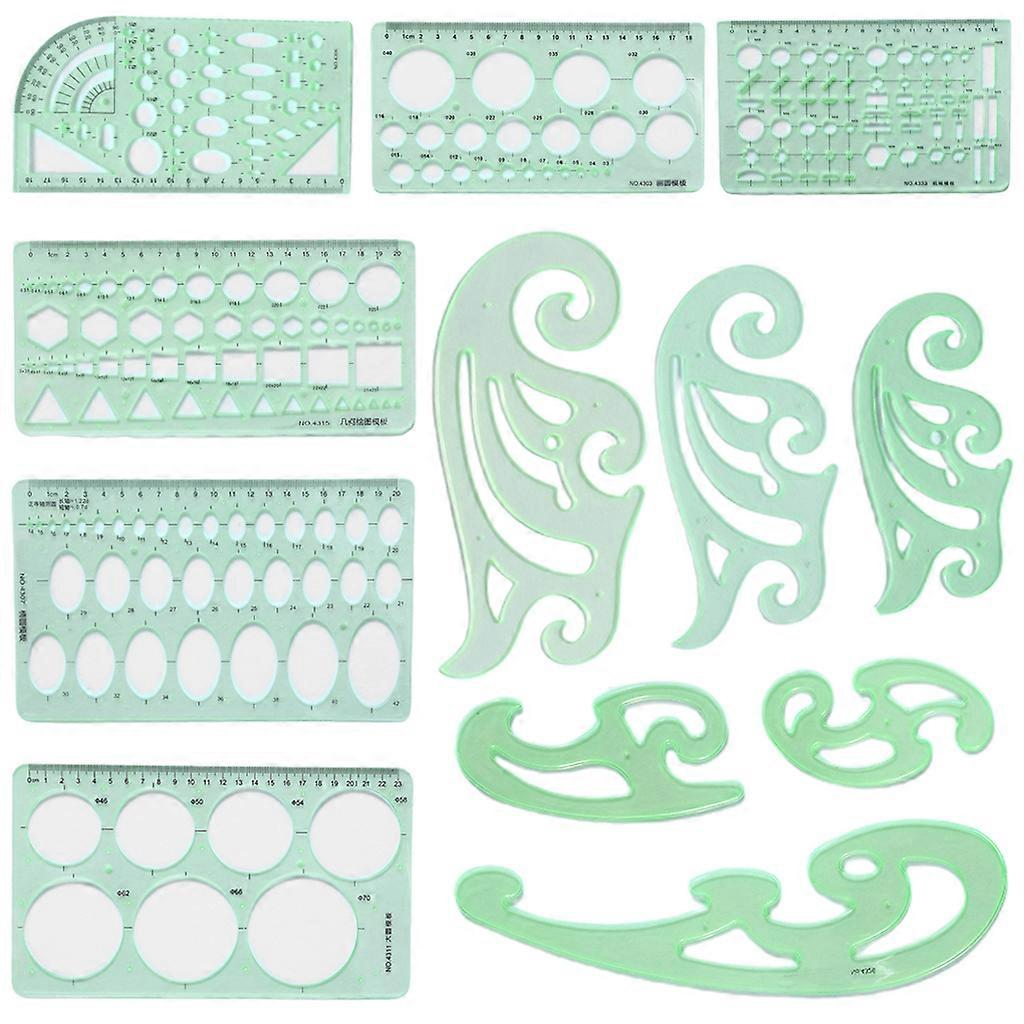 12pcs/set Drawing Geometric Cloud Template Ruler Stencil Measuring Tool Drafting