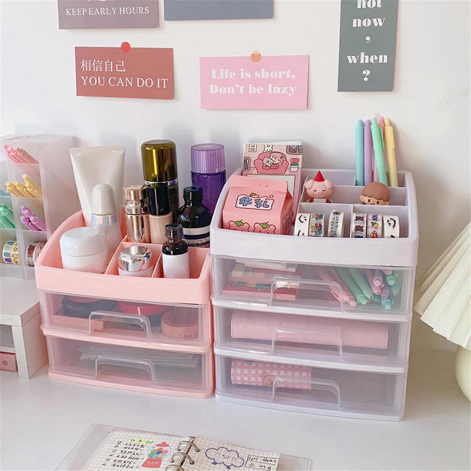 Multi-Function Desktop Sundry Makeup Storage for Case Cosmetics Drawer Organizer Beige