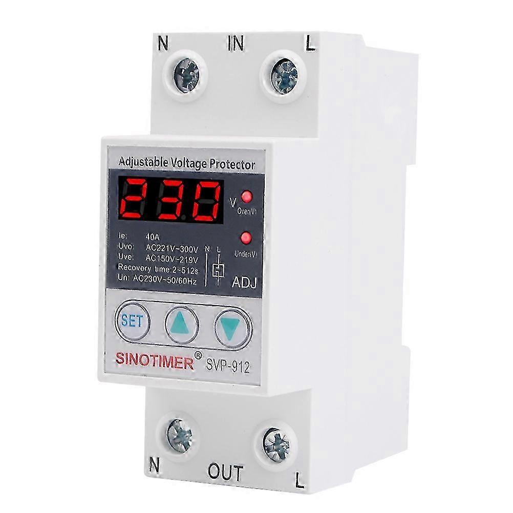 40A 220V LED Adjustable Voltage Relay with Over/Under Protection DIN Rail Switch SVP-912-40A