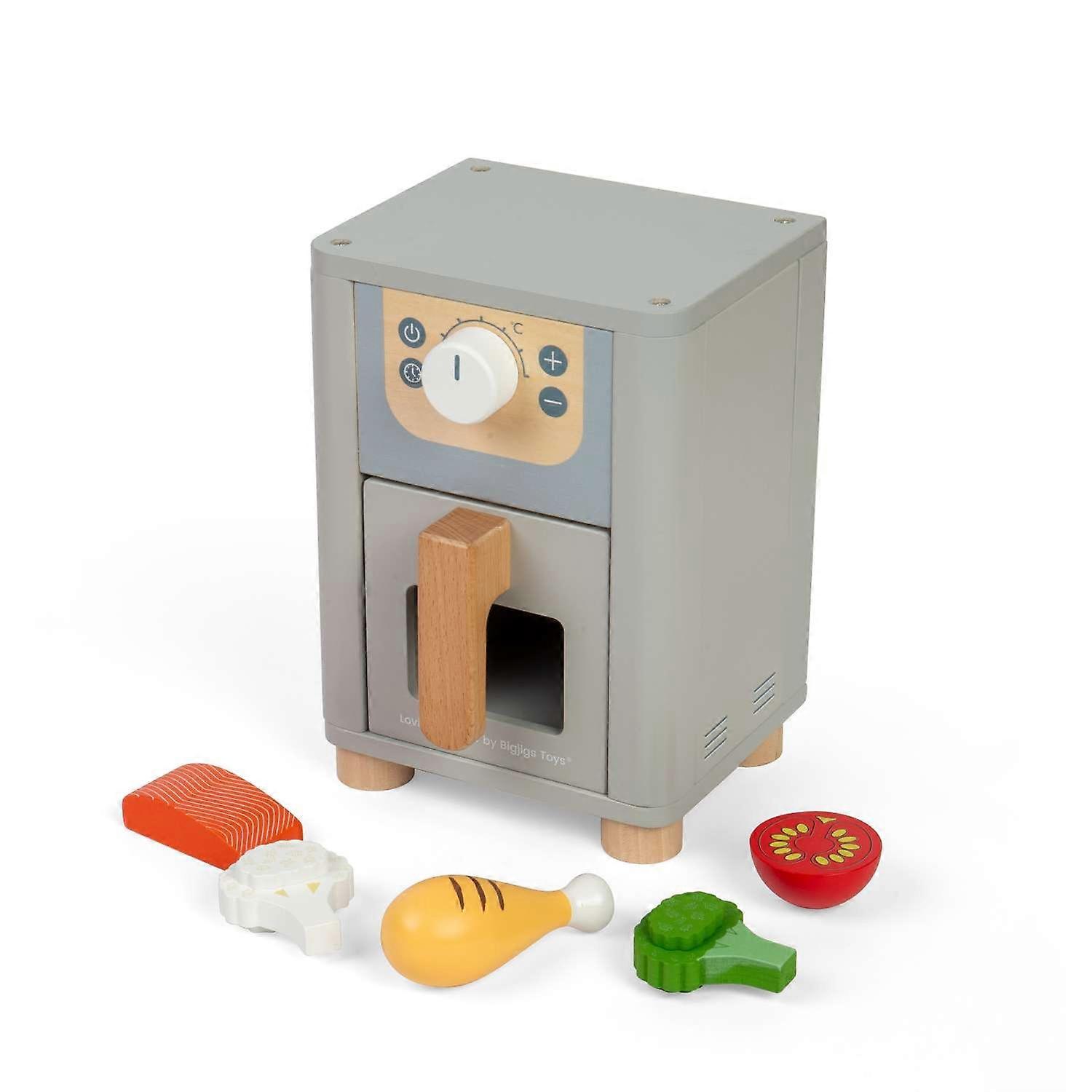 Bigjigs Toys Air Fryer - Wooden Kitchen Accessory For Kids, Role Play Appliances