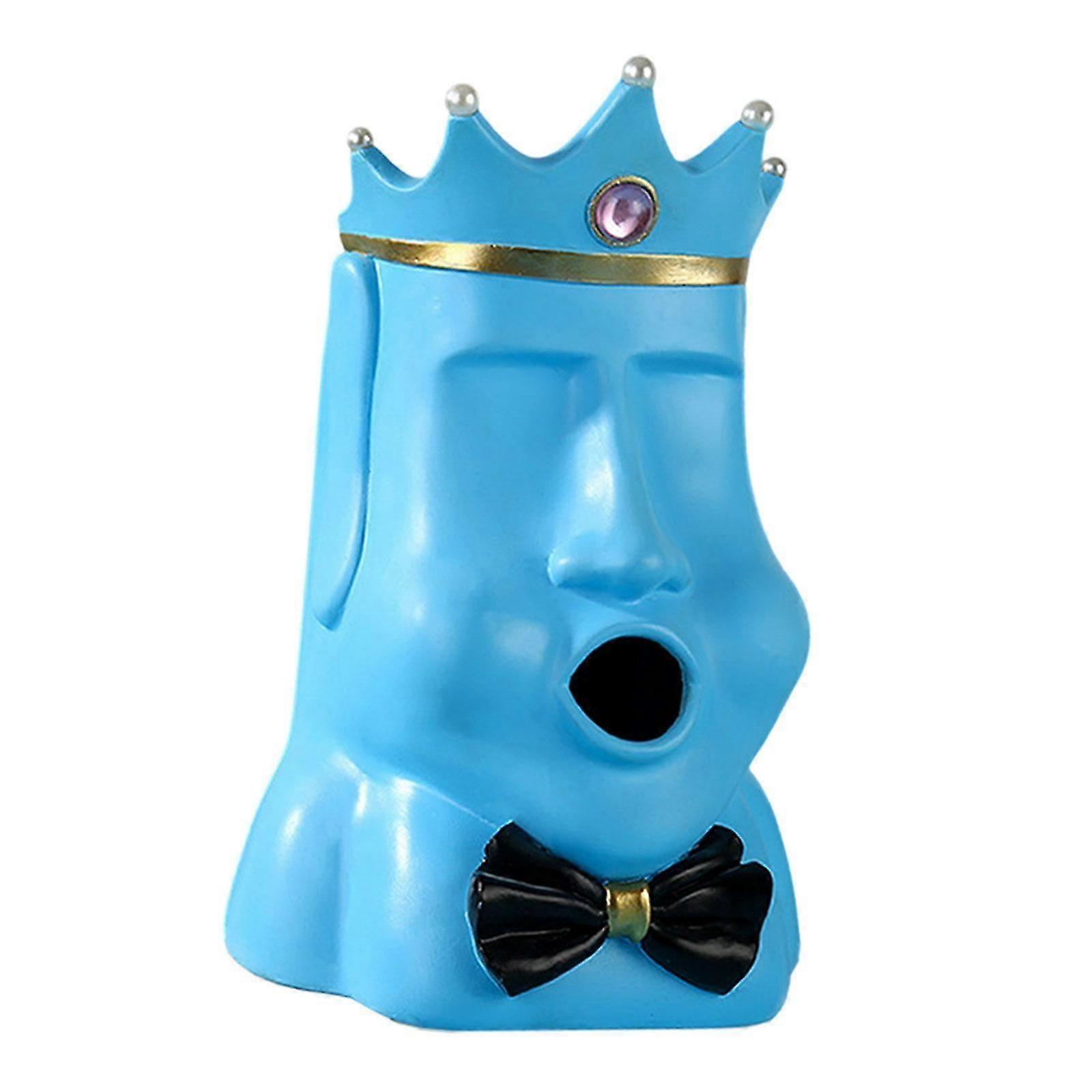 Crown Shaped Tissue Box Decorative Napkin Holder for Modern Dorm and Hotel Table in Blue Color