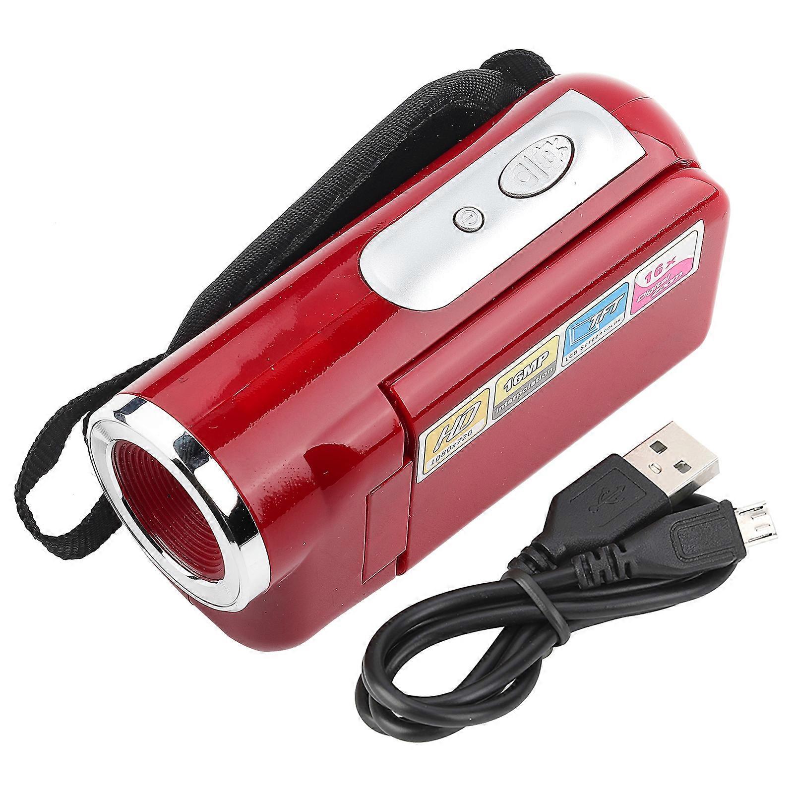 Portable Kids Digital Video Camera Camcorder with HD Recording and TFT LCD Screen, Child-Friendly Toy Camera in Red