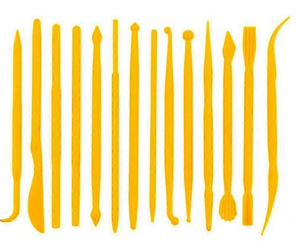 14pcs Set Plastic Crafts Clay Modeling Tool for Shaping and Sculpting (Yellow) - Suitable for Various Craft Needs