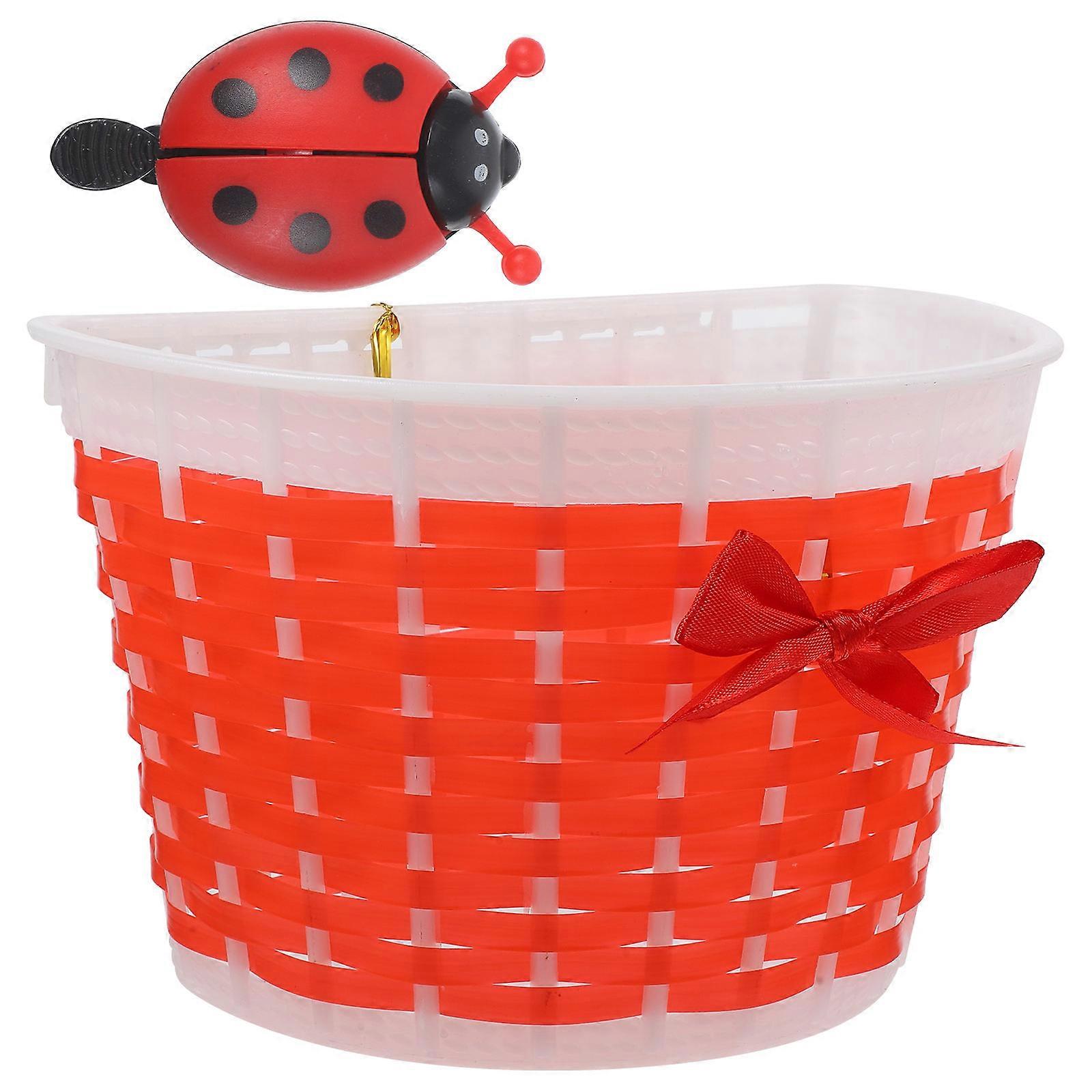 Child's Bike Basket in Plastic Material, Designed with a Stylish Bow Knot