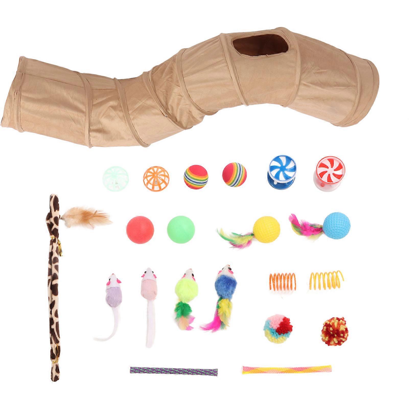 Cat Tunnel Toy Set with Plush Mouse - Interactive Kitten Play Kit