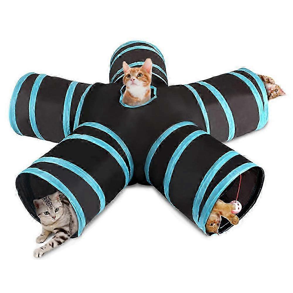 Collapsible 5-Way Cat Tunnel Toy with Storage Bag for Convenient Indoor and Outdoor Playtime, Perfect for Your Feline Friends