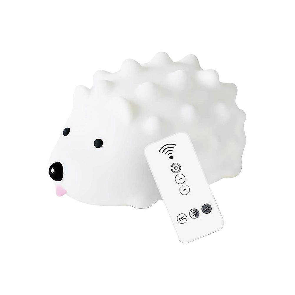 USB Rechargeable Silicone Night Light with Colorful LED, Soft Touch Hedgehog Design Table Lamp for Bedroom and Nursery