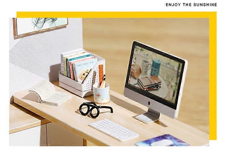 1 piece of DIY cabin sunshine study room 1:32 mini collection version assembly cabin ornaments gift creative desktop ornaments handmade gifts, creativ