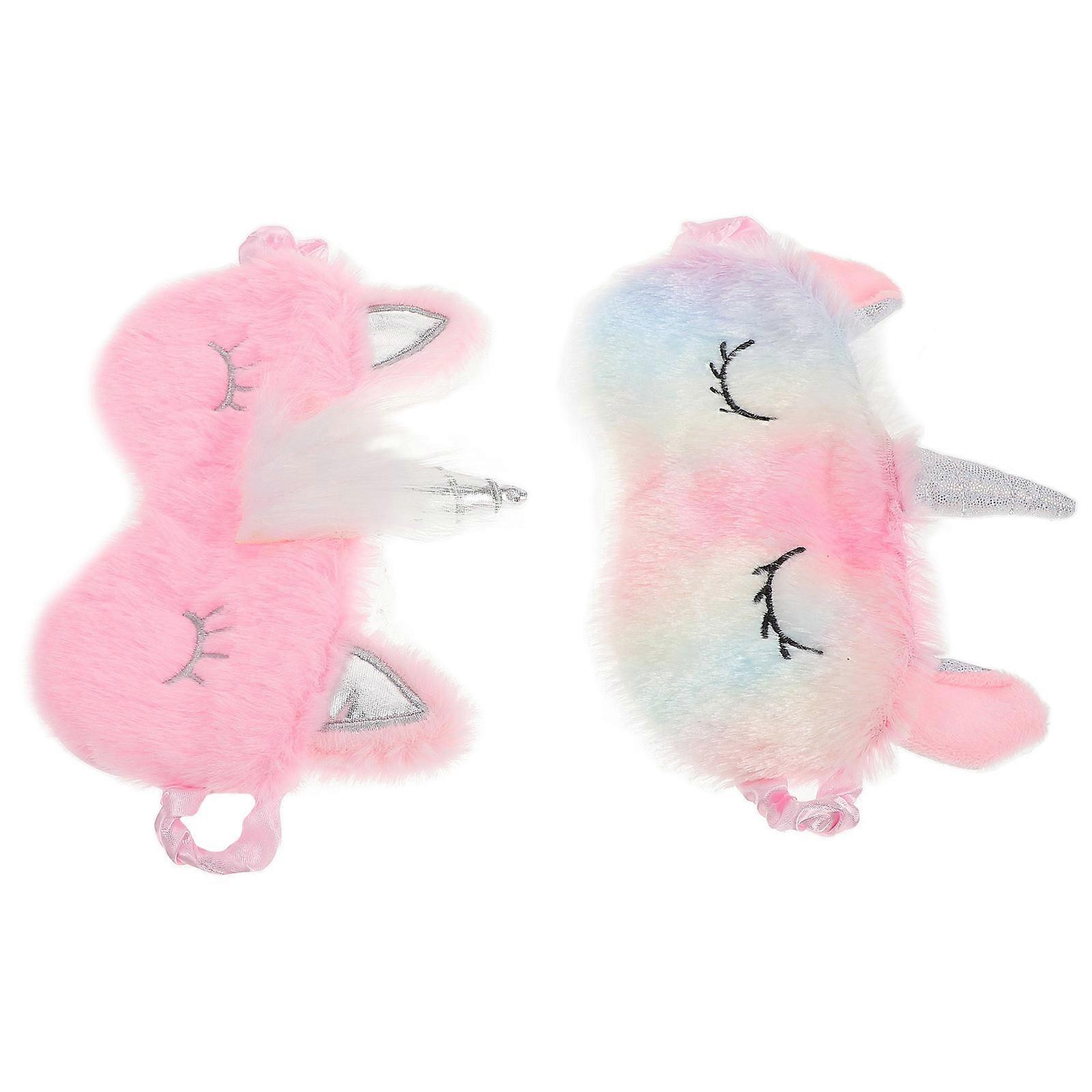 Rainbow Unicorn Plush Eye Mask Soft Light Blocking Sleep Blindfold for Travel and Naps with Elastic Strap