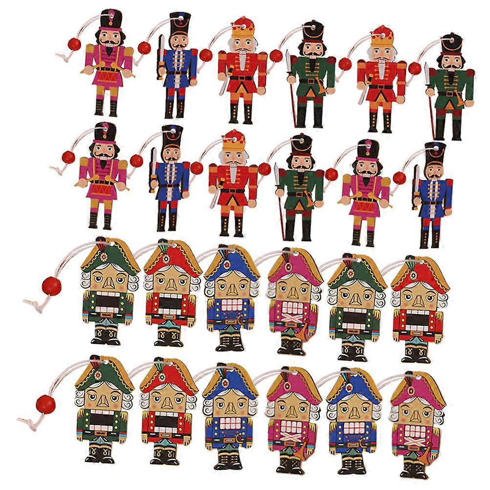 Nutcracker Soldier Pendant Christmas Tree Decorations 6.2x3.5cm Window Decor 24Pcs