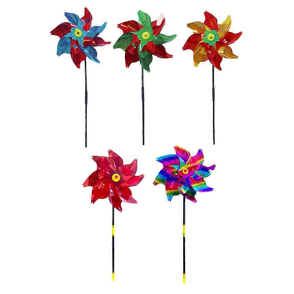 5pcs Reflective Bird Scarer Windmills Lightweight Garden Pinwheels for Deterrence Against Pigeons and Seagulls Durable Outdoor Decoration for