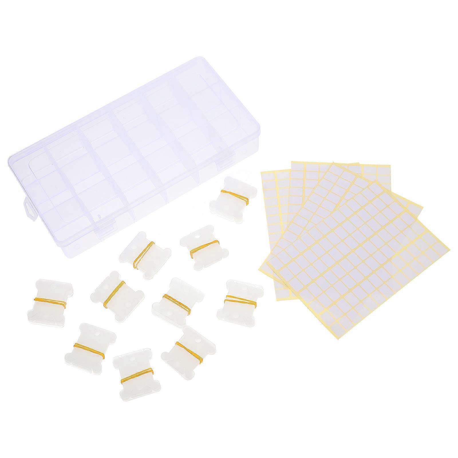 Embroidery Thread Box Cross Stitch Thread Organizer Box Hobbyists Transparent 22.5X11cm Labeling 1 Set