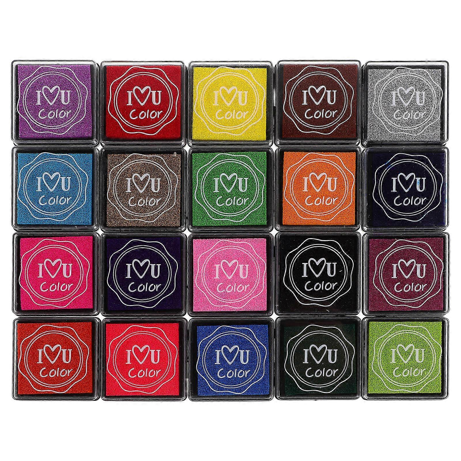 20 Pieces Washable Ink Pads for Crafts with Vibrant Colors Multi 0.5oz Each